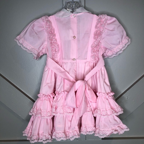 Lilo California Children’s Size 3 Pink Ruffle Lace 80s Party Dress Croquet - Picture 3 of 15